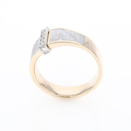 Meteorite Ring Double Sided Inlaid with .19ctw Round Diamonds