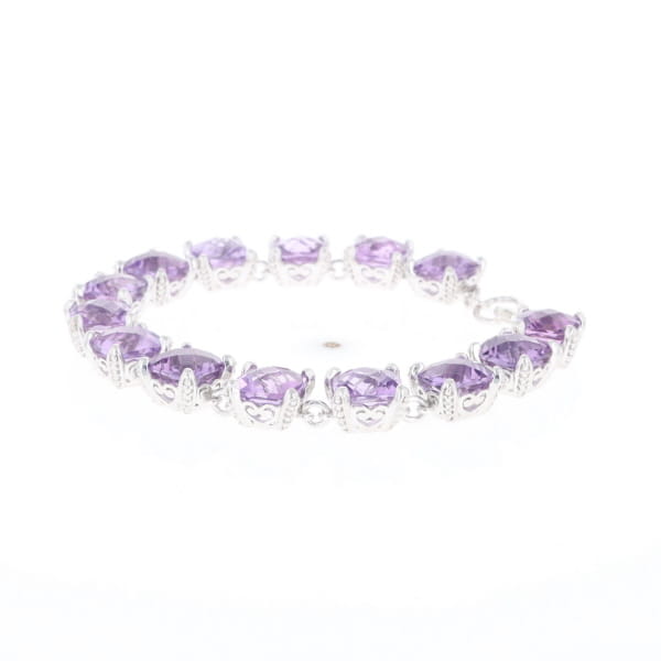 Amethyst Bracelet With Silver Filigree
