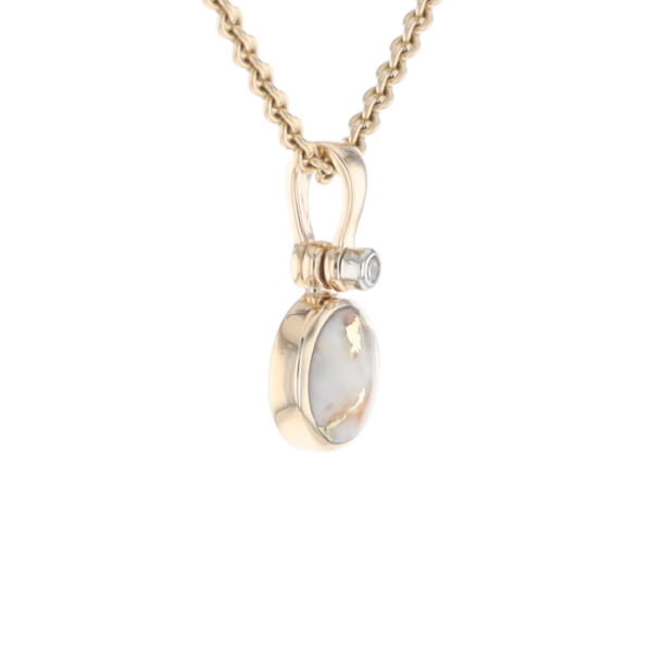 Round Gold Quartz Inlaid Pendant