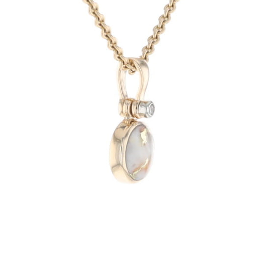 Round Gold Quartz Inlaid Pendant