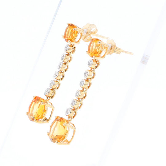 Citrine and Diamond Dangle Drop Earrings