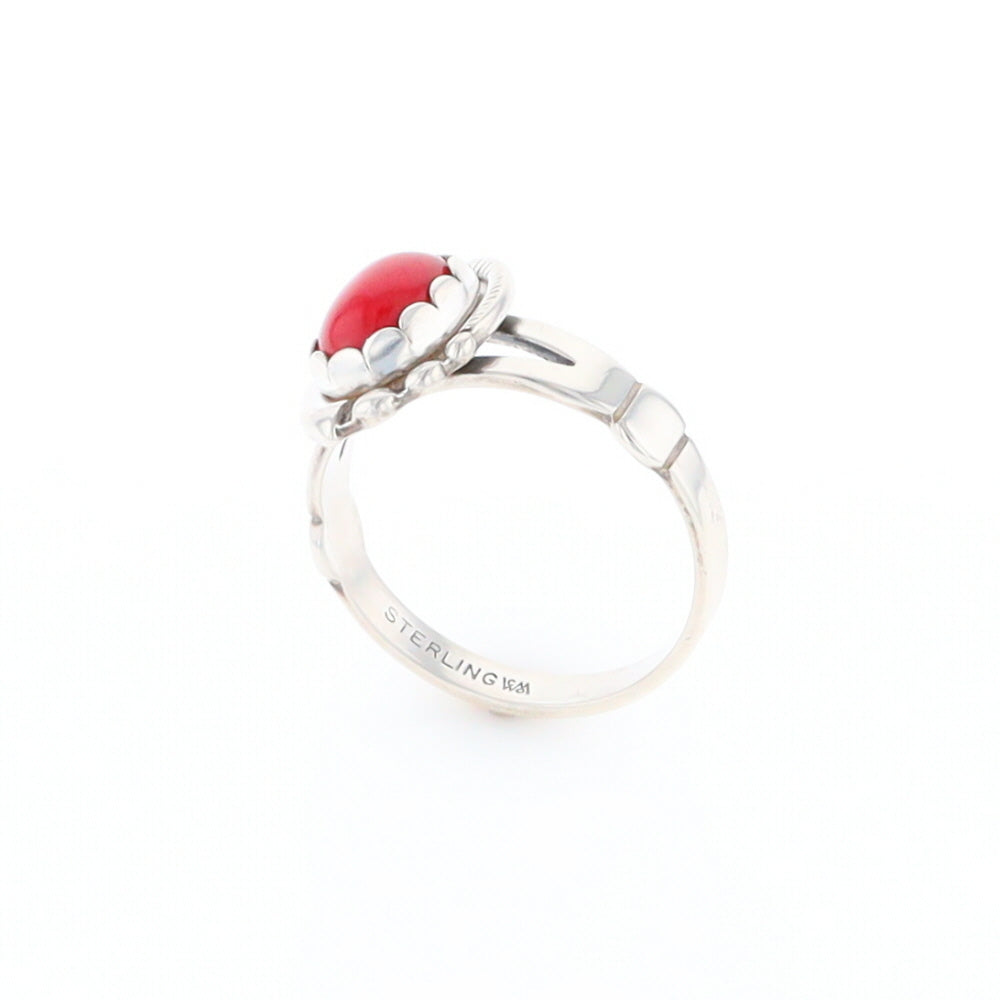 Native American Oval Coral Ring