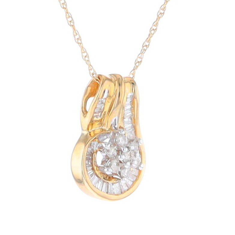 Gold Slide and Flower Diamond Pendant