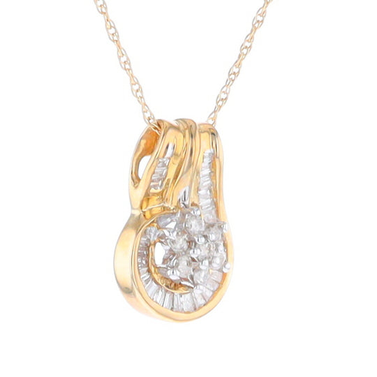 Gold Slide and Flower Diamond Pendant