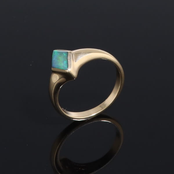 Ethiopian Opal Rings Diamond Shape Inlaid Design