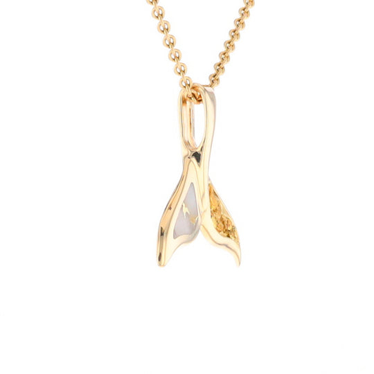 Whale Tail Necklaces Natural Gold Quartz and Nuggets Inlaid Pendant