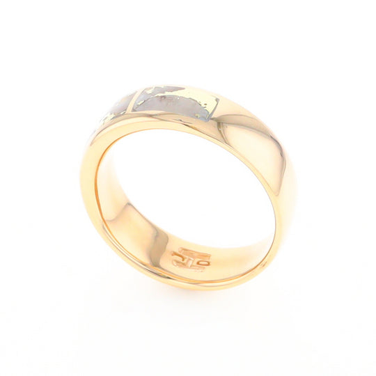 Gold Quartz Ring 3 Section Rectangle Inlaid Band