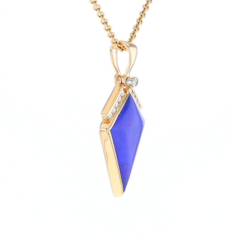 Lapis Kit Shaped Inlaid Pendant with 0.19ctw Diamonds