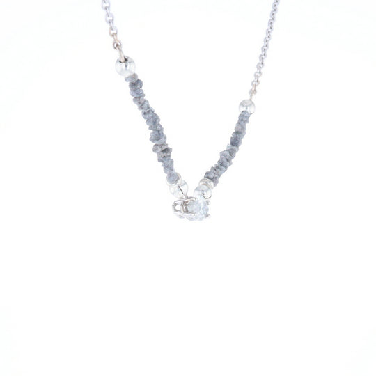 Marquise Diamond Necklace with Rough Diamond Beads