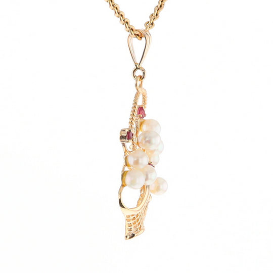 Pearl and Ruby Basket Pendant