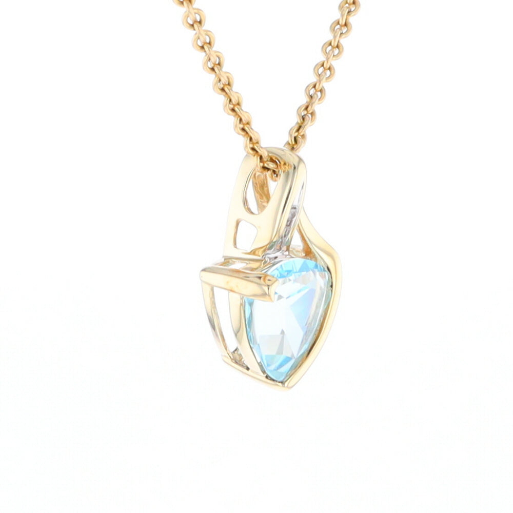 Trillion Blue Topaz Diamond Pendant