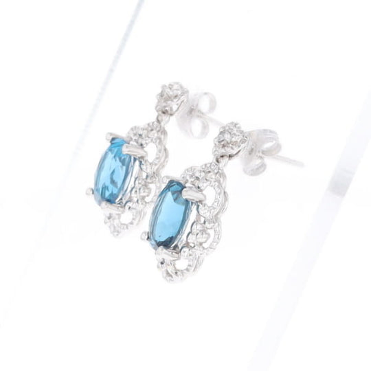 London Blue Topaz in Filigree Setting Dangle Earrings