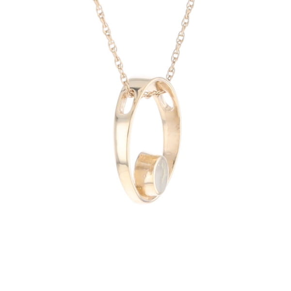Gold Quartz Pendant Open Circle Design Round Inlay Pendant