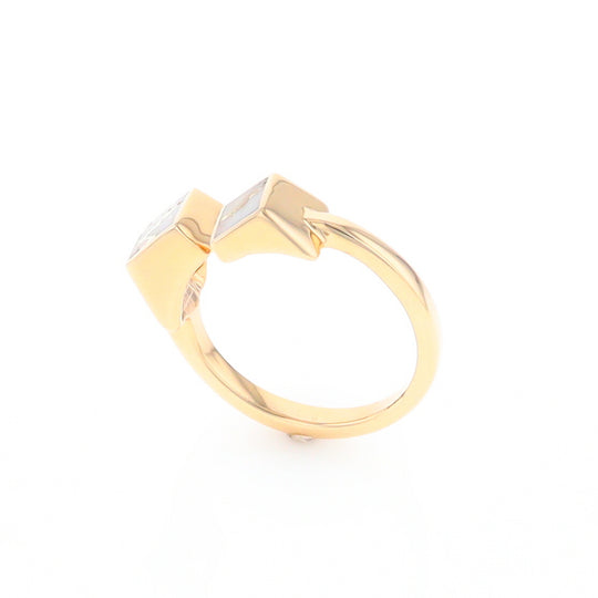 Gold Quartz Ring Wrap Double Square Inlaid Design