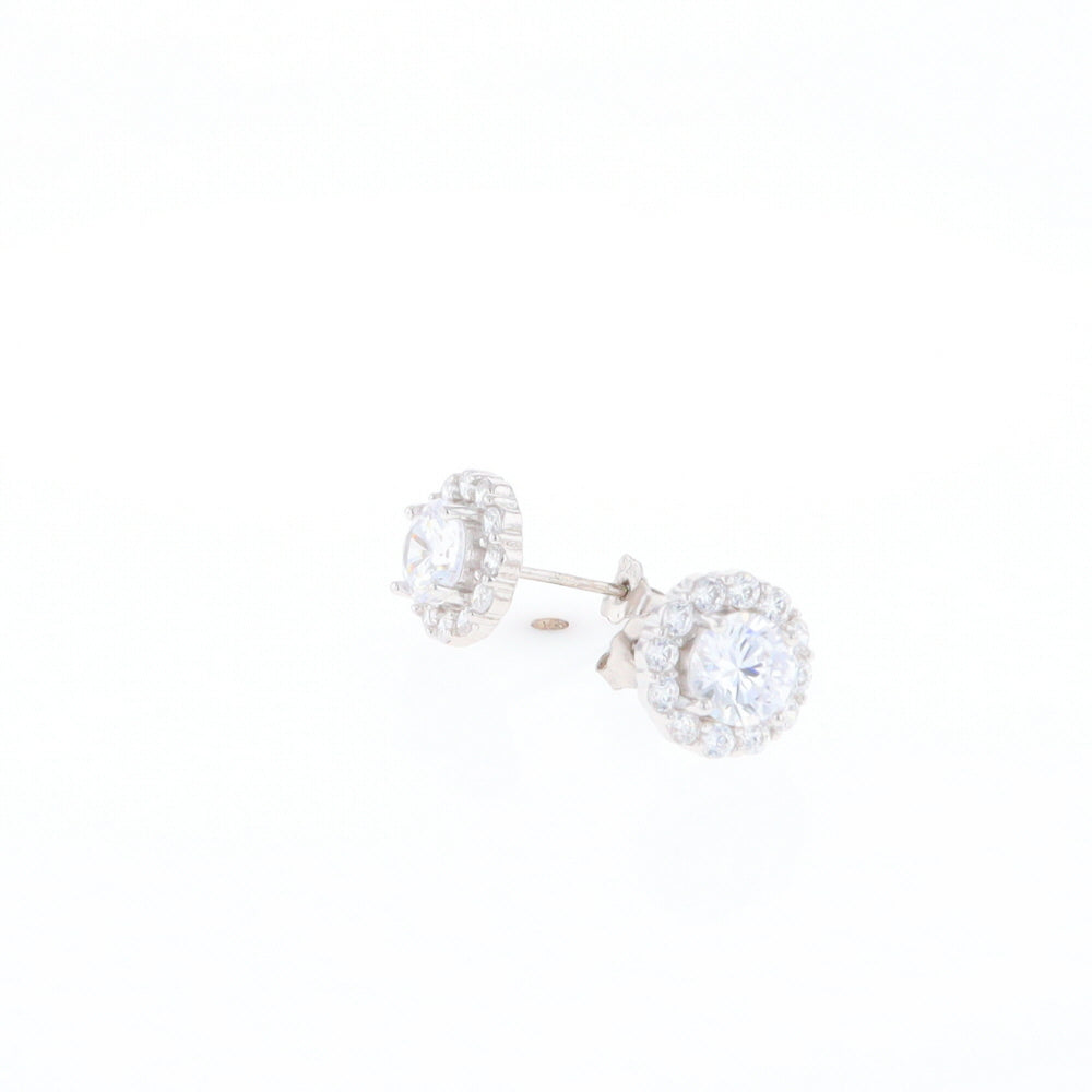 Cubic Zirconia Halo Stud Earrings