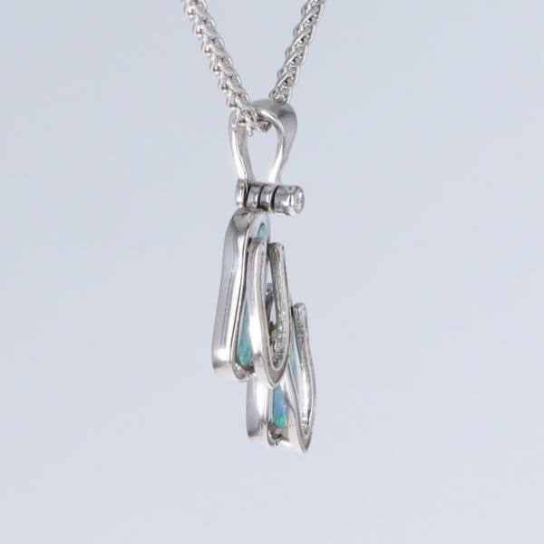 Opal Pendant Sandals Double Inlaid Design with .02ct Round Diamond