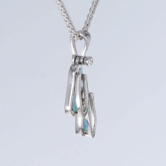 Opal Pendant Sandals Double Inlaid Design with .02ct Round Diamond