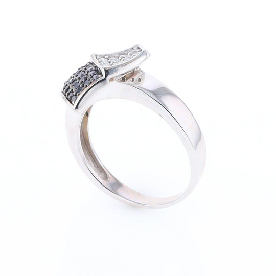 Double Pavé Black and White Diamond Ring