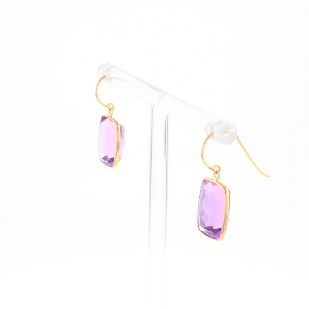 Solitaire Amethyst Dangle Earrings