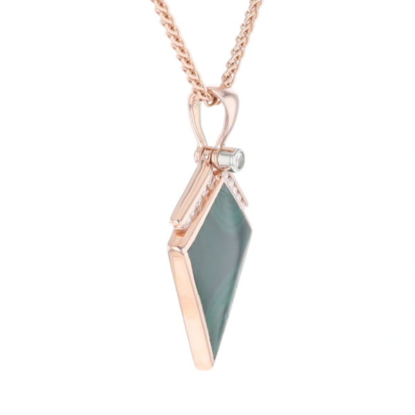 Malachite Kite Shape Inlaid Pendant with 0.19ctw Diamonds