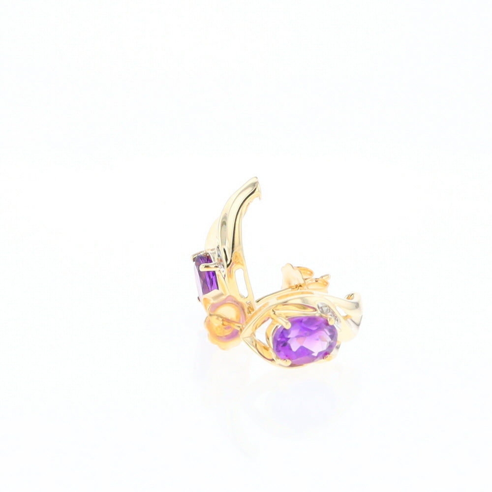 Amethyst and Diamond Pear Shaped Earrings