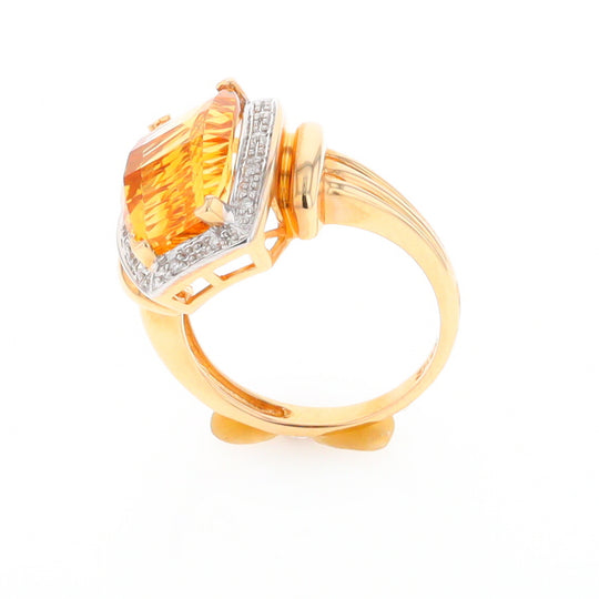 Fancy Cut Citrine Diamond Halo Ring