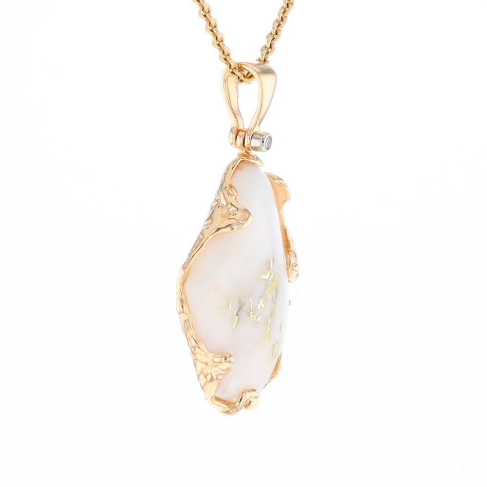 Gold Quartz Freeform Pendant