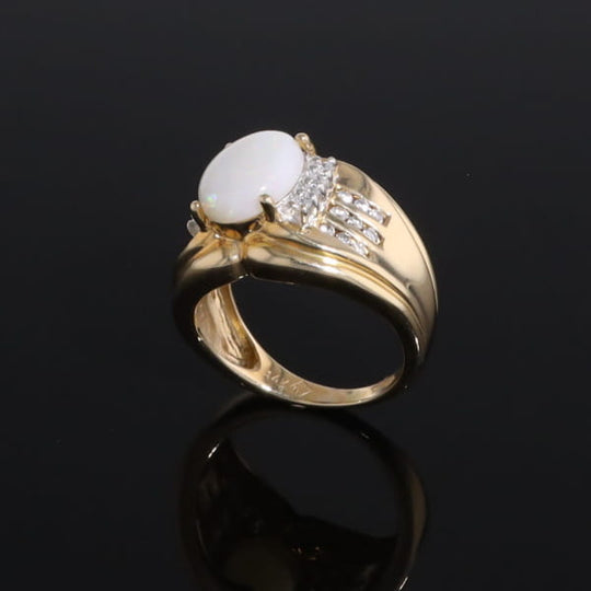 Opal Diamond Channels Ring