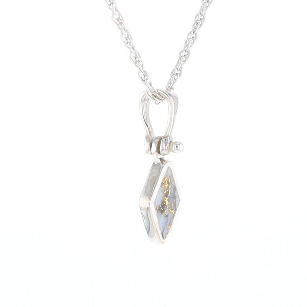 Sterling Silver Gold Quartz Inlaid Diamond Pendant - G3