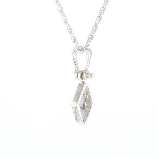 Sterling Silver Gold Quartz Inlaid Diamond Pendant - G3