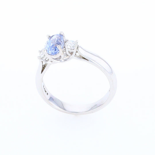 Ceylon Sapphire Three-Stone Trellis Ring