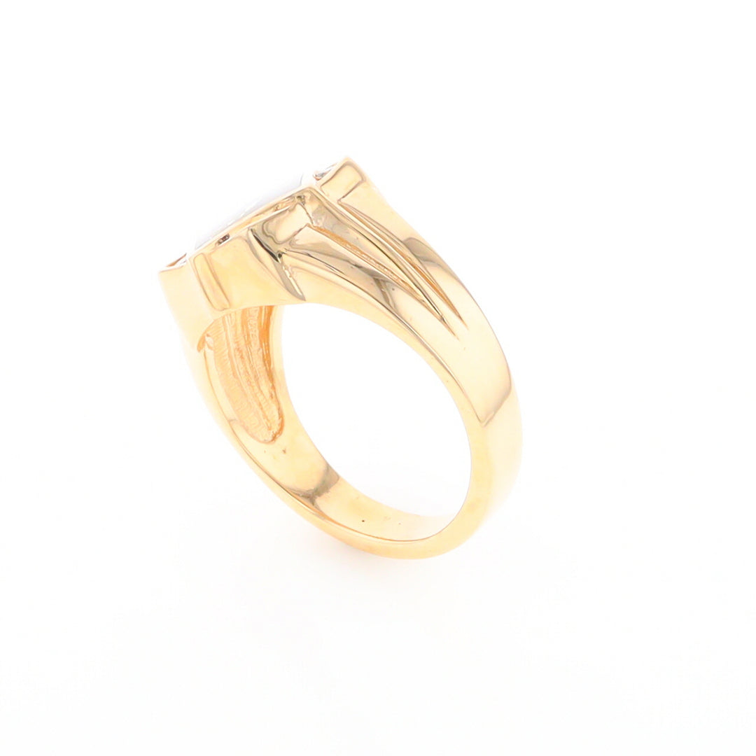 Gold Quartz Mens Ring with Diamond Accents