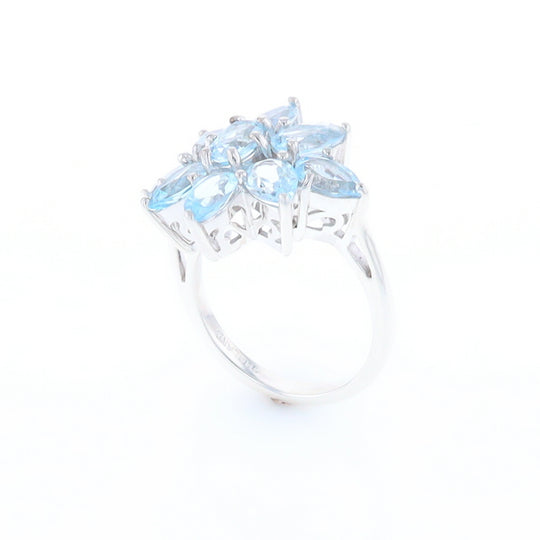 Blue Topaz Flower Ring