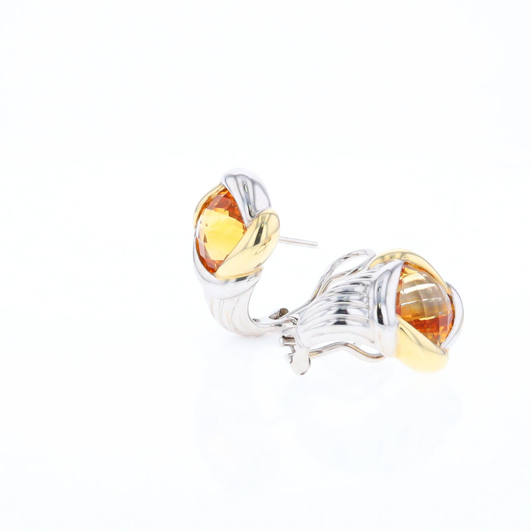 Two-Tone Checkerboard Citrine Earrings