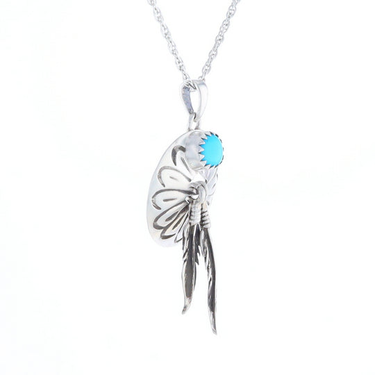 Turquoise Dream Catcher Feather Pendant