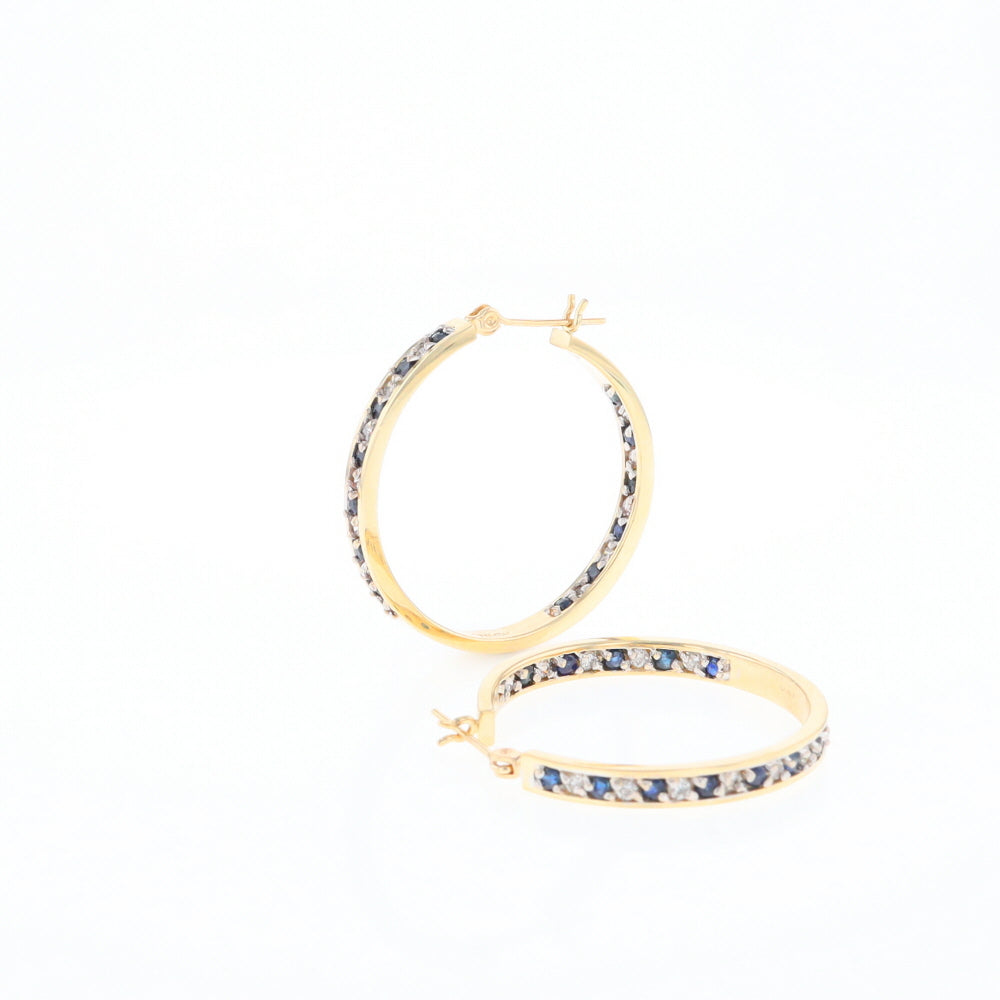 Sapphire & Diamond Hoop Earrings