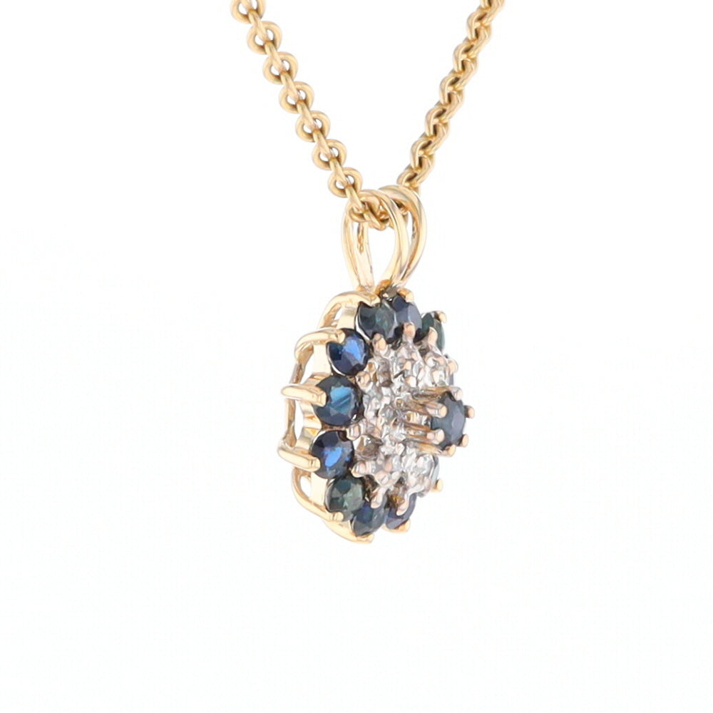 Round Diamond & Sapphire Cluster Pendant