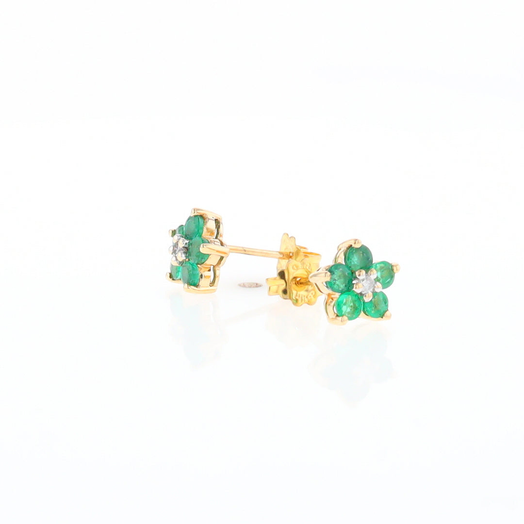 Emerald Flower Stud Earrings