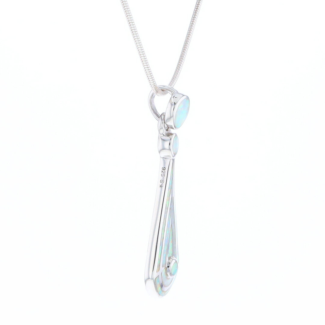 Teardrop Simulated Opal Inlay Necklace