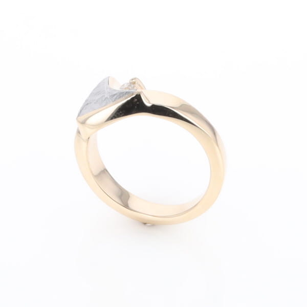 Meteorite Ring Boat Sail Inlaid Design with .04ctw Round Diamond