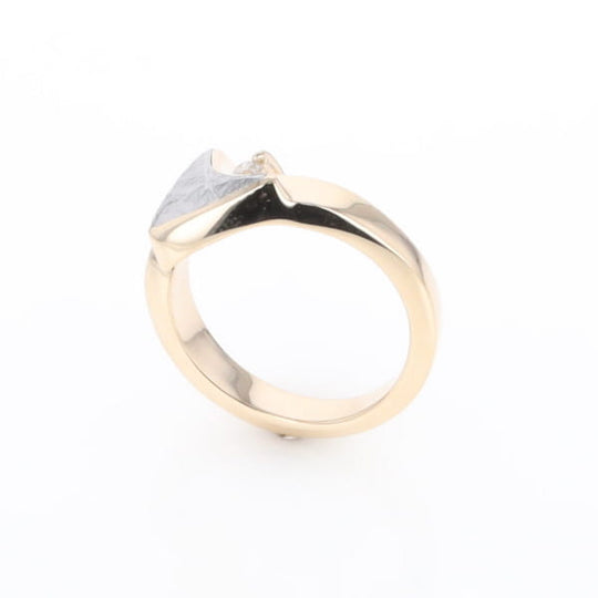 Meteorite Ring Boat Sail Inlaid Design with .04ctw Round Diamond