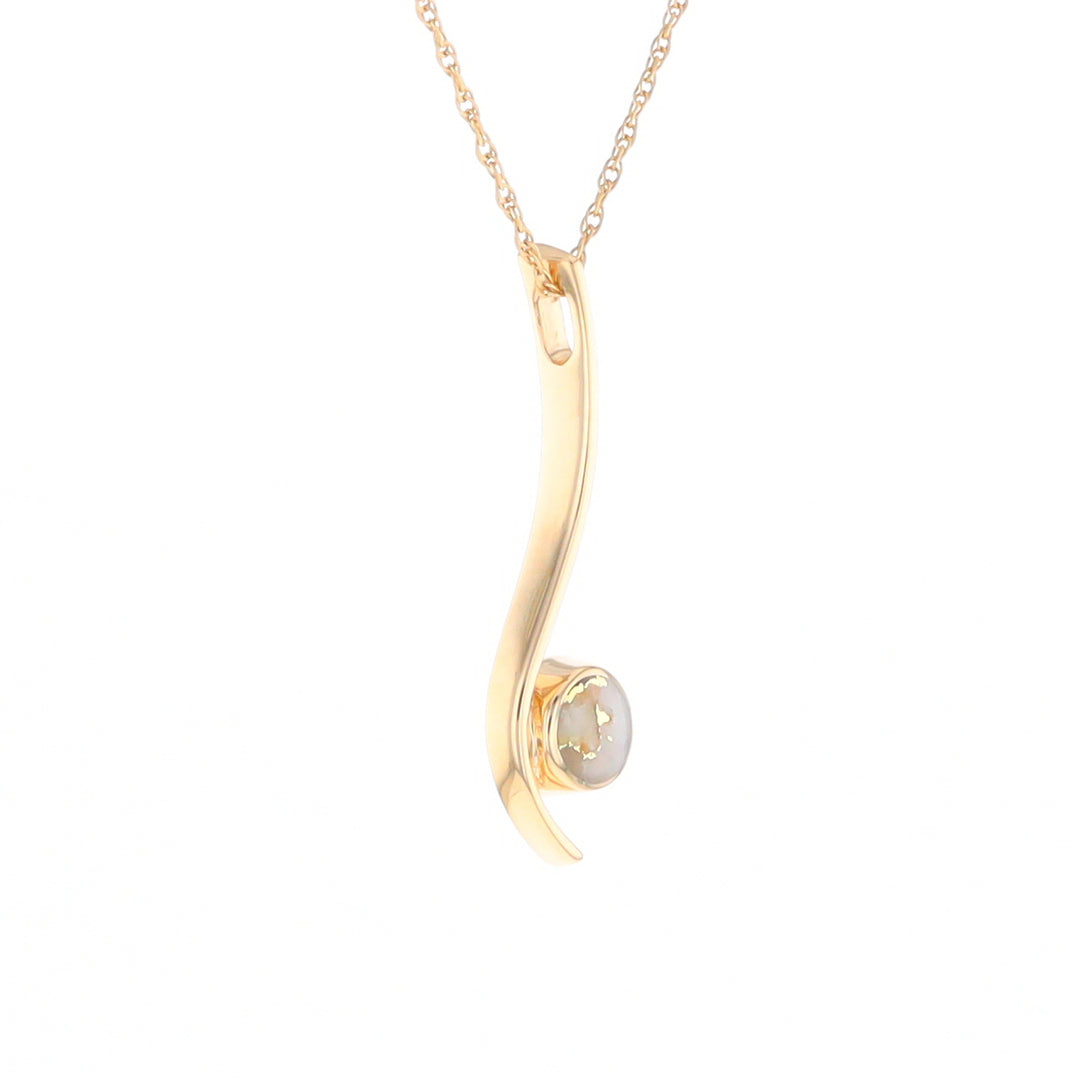 Round Inlaid Gold Quartz Curved Bar Pendant G2