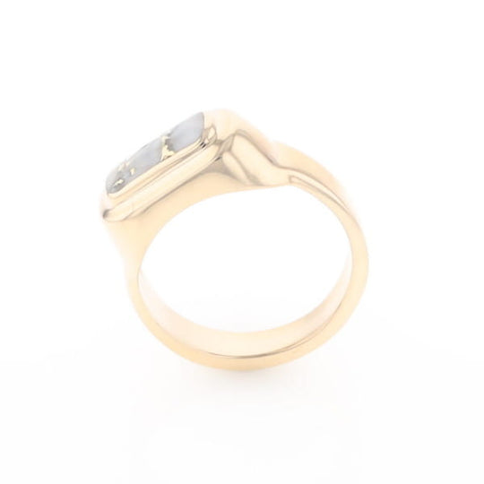 Gold Quartz Ring Oval Inlaid Design - G2