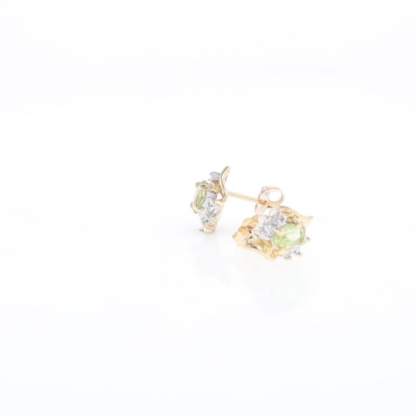 Bypass Peridot and Diamond Stud Earrings