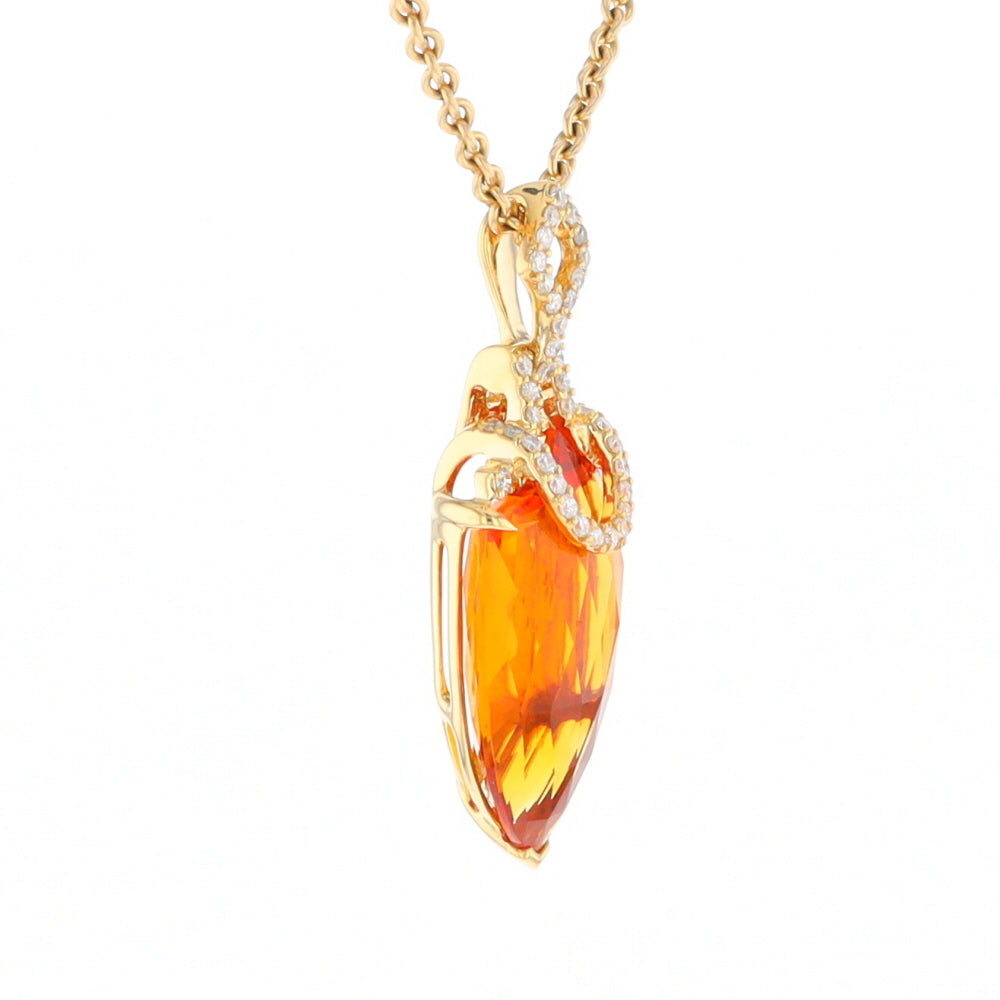 Citrine Pendant with Diamond Bail