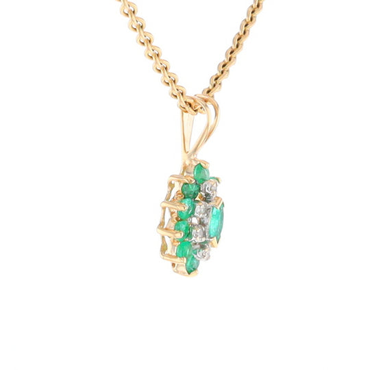 Marquise Shaped Emerald and Diamond Pendant