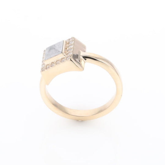 Meteorite Ring Square Inlaid Halo .14ctw Diamonds Design