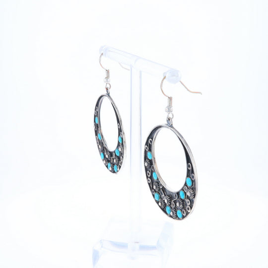 Floral Chrysocolla Hoop Earrings