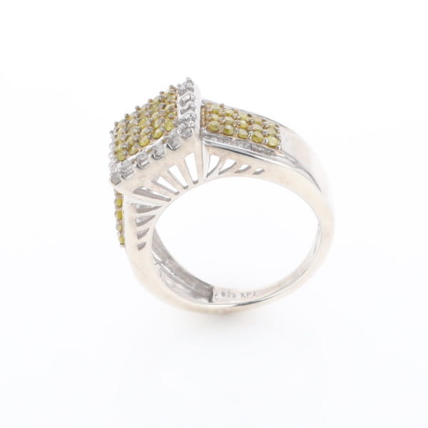 Yellow and White Diamond Filigree Design Ring