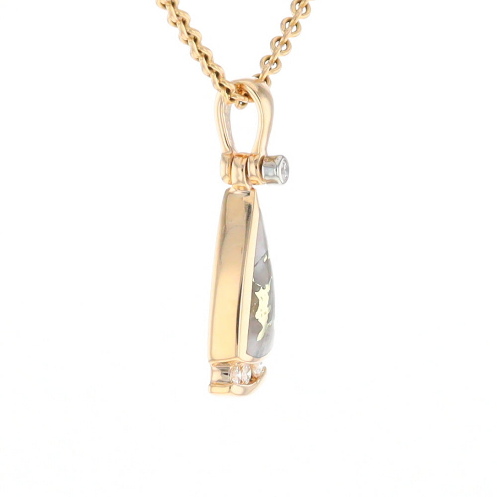 Gold Quartz Triangle Inlaid Pendant with 0.08ctw Diamonds - G2